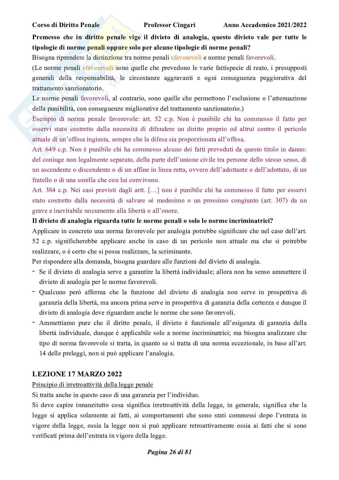 Riassunto esame Diritto penale, parte generale, Prof. Cingari Francesco, libro consigliato Corso di diritto penale, parte generale, Palazzo, Bartoli  Pag. 26