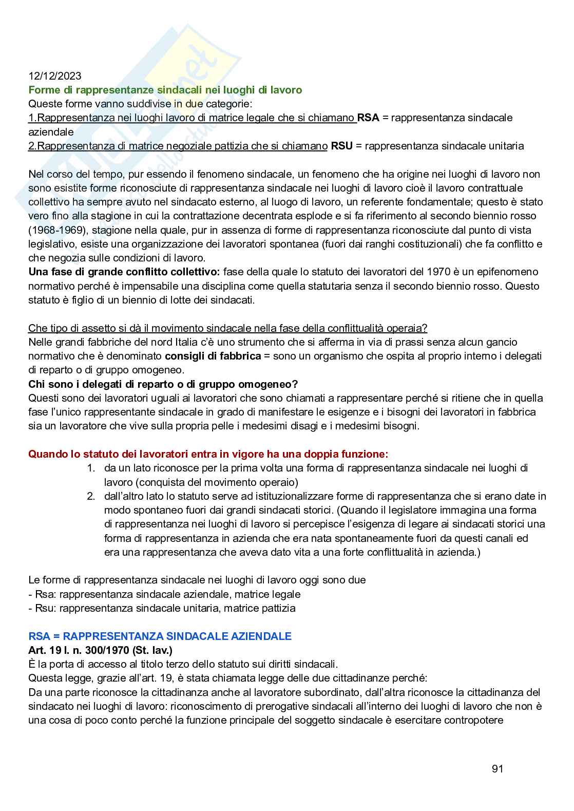 Dirtitto del lavoro  Pag. 91