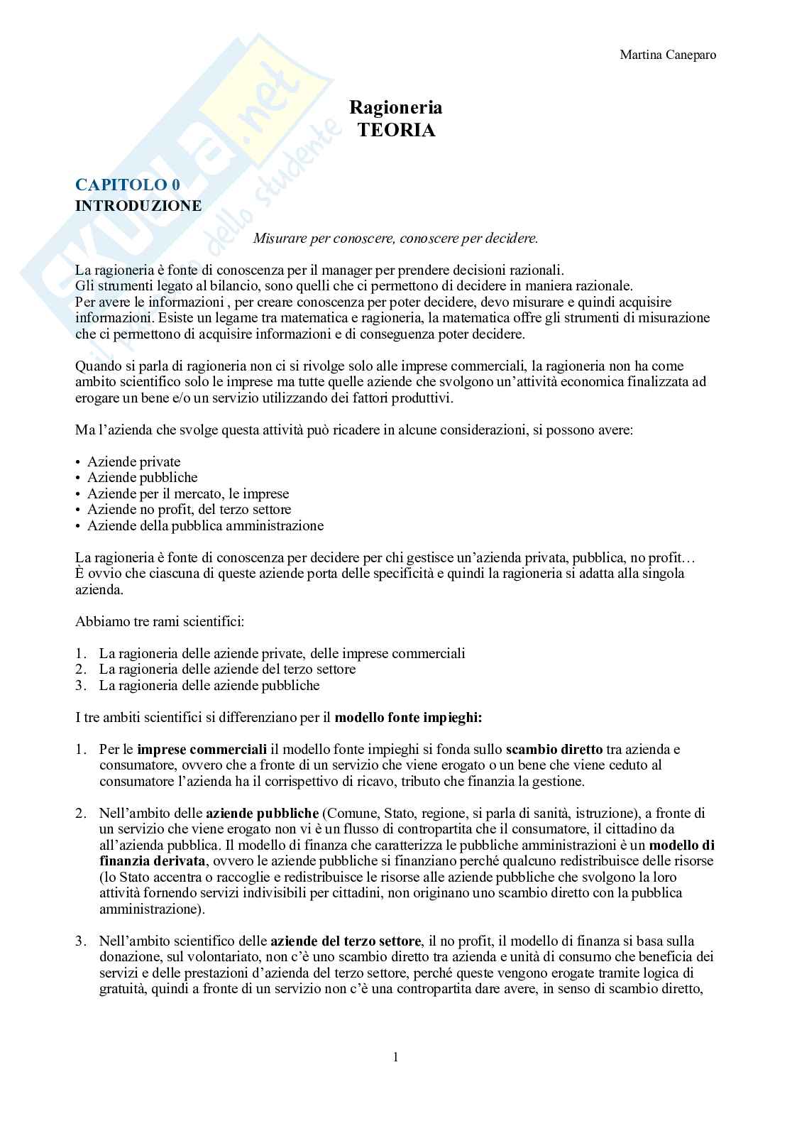 Ragioneria – Parte 1 – Teoria completa (bilancio, OIC, scritture) Pag. 1
