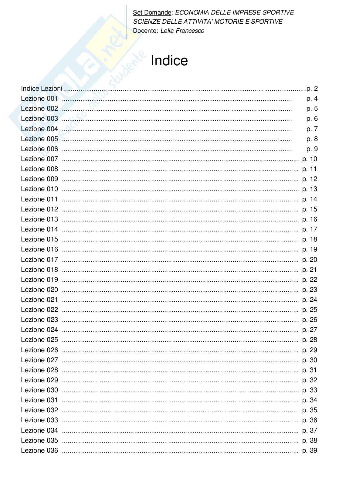 Paniere Economia delle imprese sportive Pag. 2