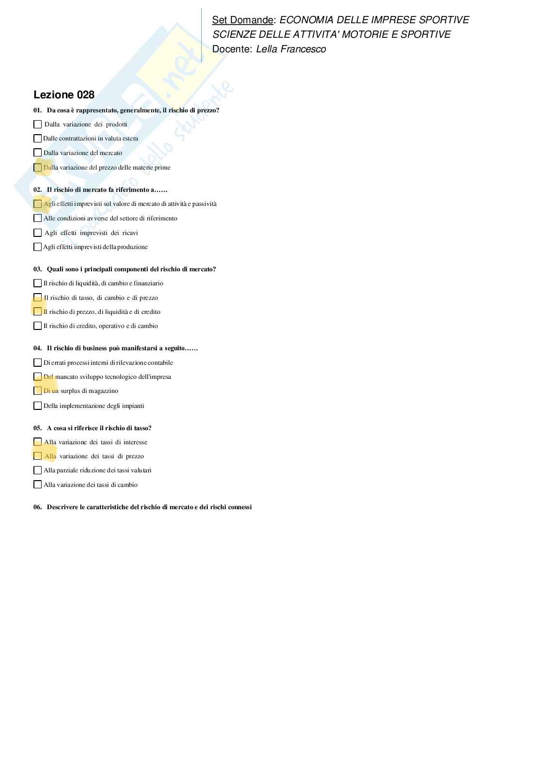 Paniere Economia delle imprese sportive Pag. 31