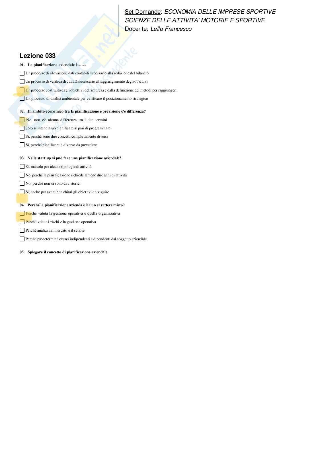 Paniere Economia delle imprese sportive Pag. 36
