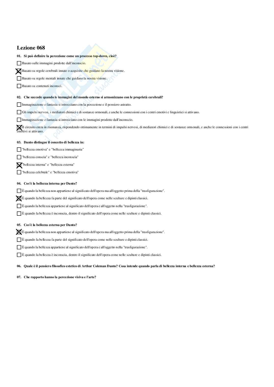 Paniere di filosofia della mente - risposte multiple Pag. 66