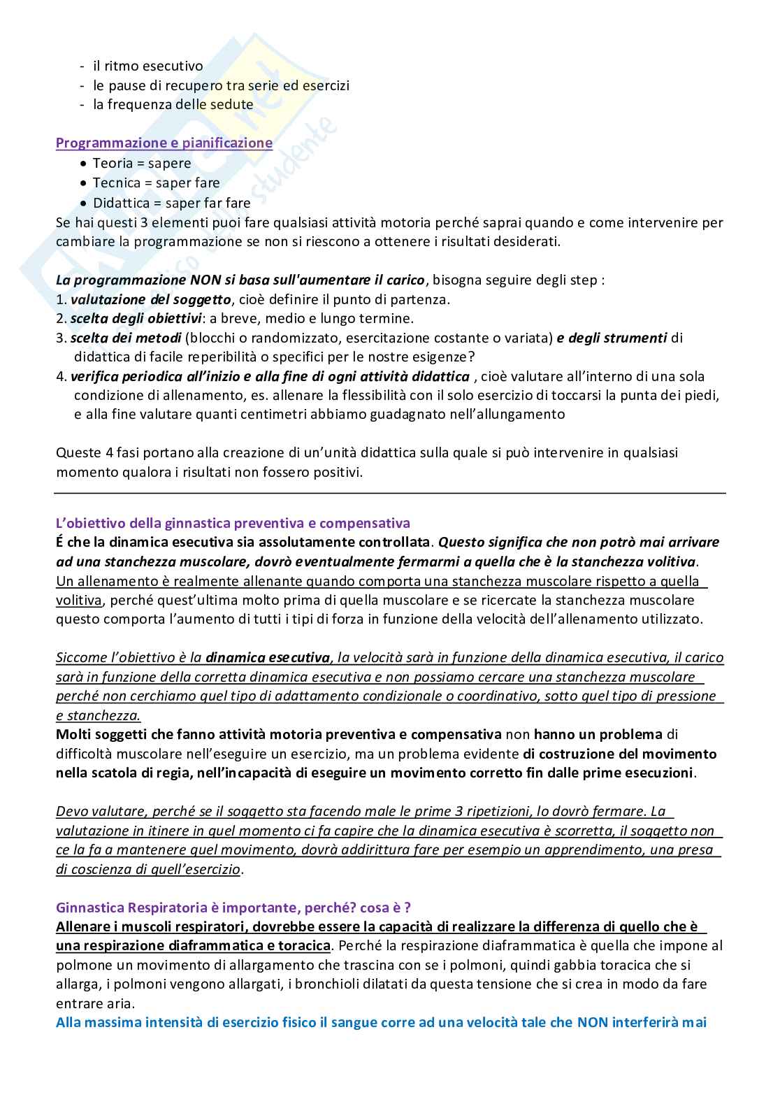 Attività motorie preventive e compensative - Appunti di lezioni teoriche e pratiche Pag. 2