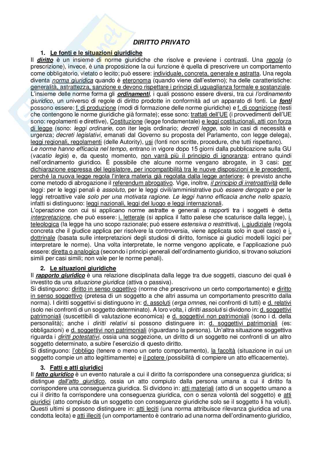 Riassunto esame Diritto privato, Prof. Barbierato Daniela, libro consigliato Linguaggio e regole del diritto privato, Iudica Pag. 1