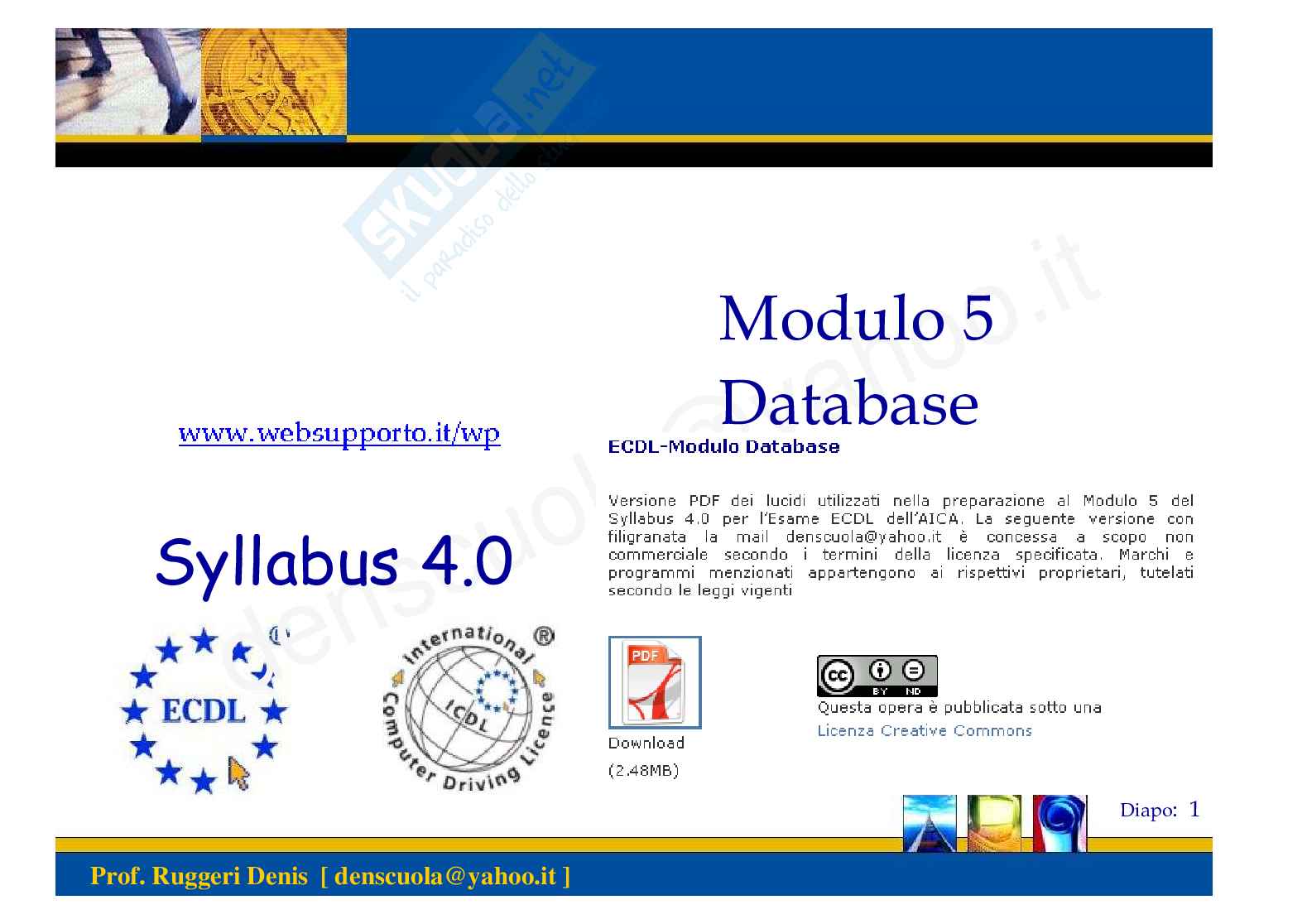 24. ECDL: Modulo 5 - Appunti sui database Pag. 1