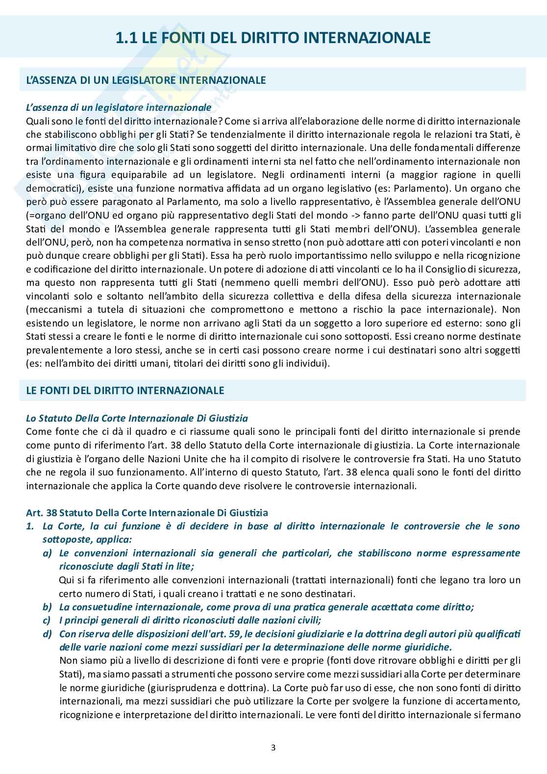 Appunti delle lezioni di Diritto internazionale - Fonti del diritto internazionale  Pag. 2