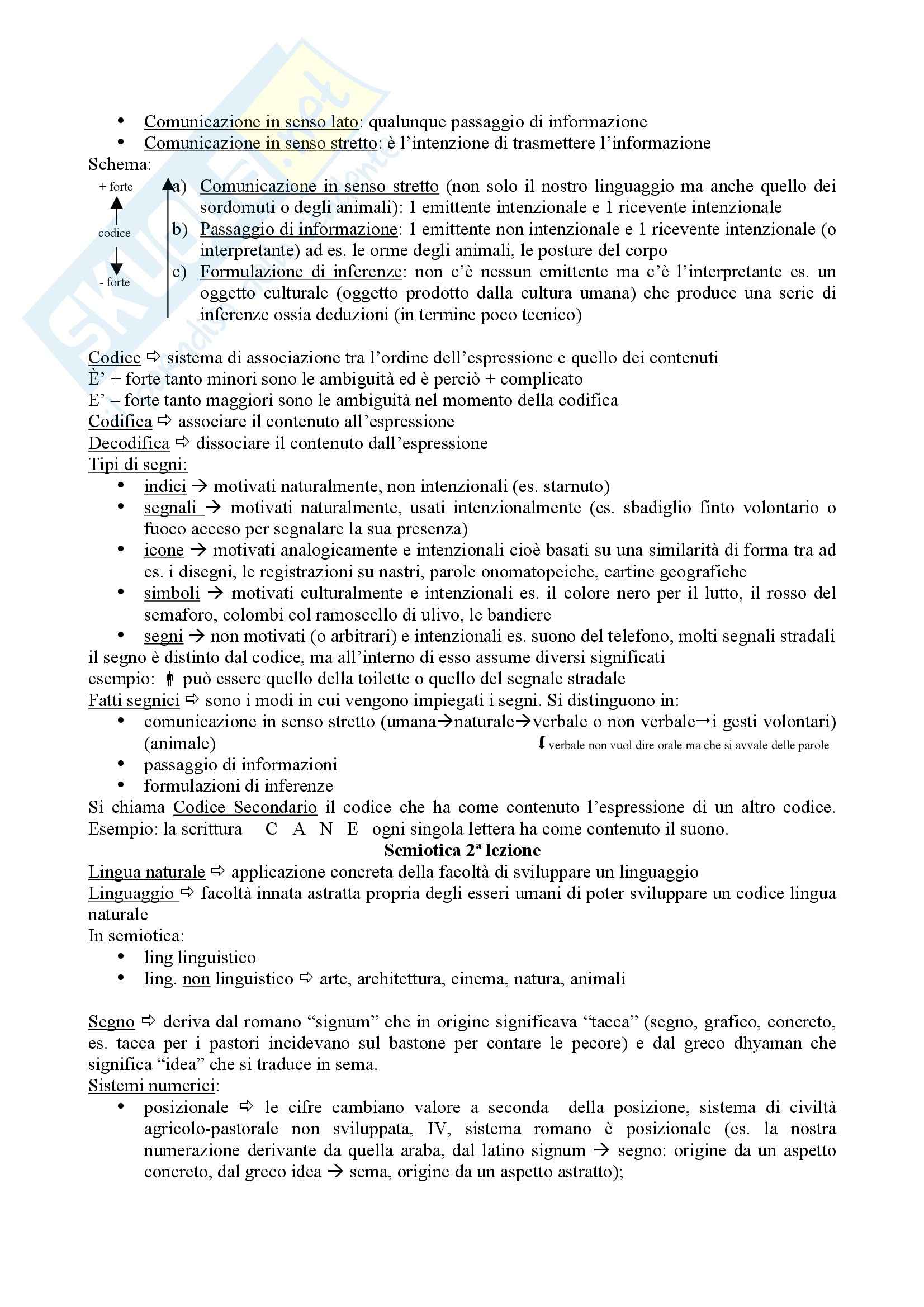 Semiotica - appunti lezioni significato significante, saussure, peirce, quadrato semiotico Pag. 2