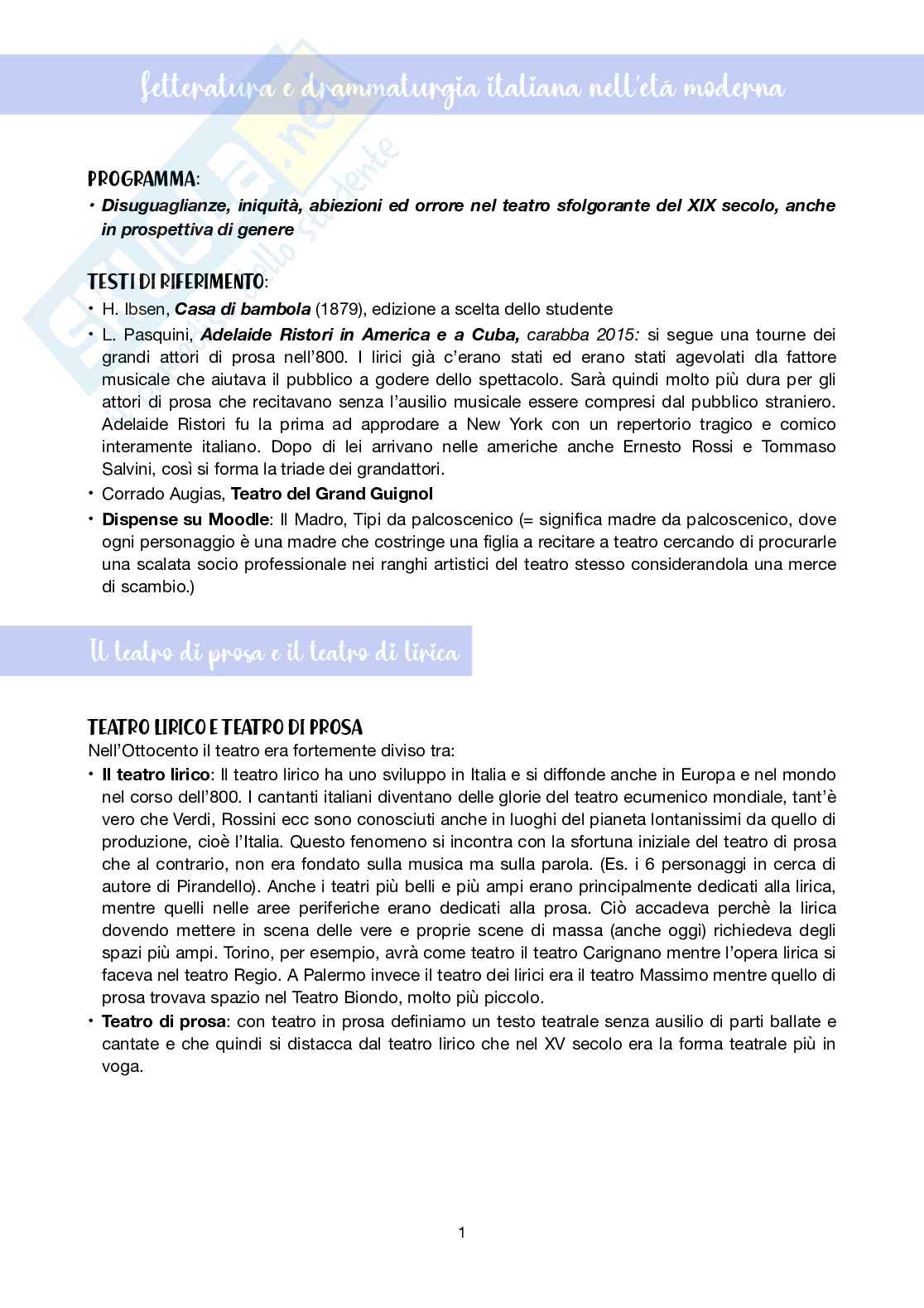 Appunti completi delle lezioni di Drammaturgia integrati con i libri  Pag. 1