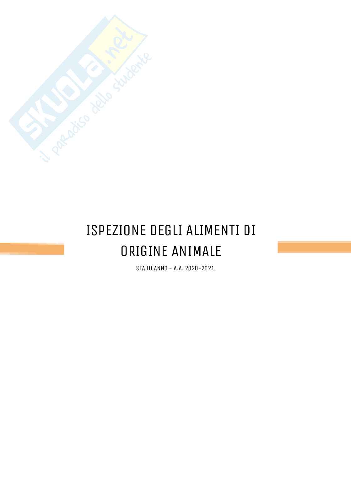 Ispezione degli alimenti di origine animale Pag. 1
