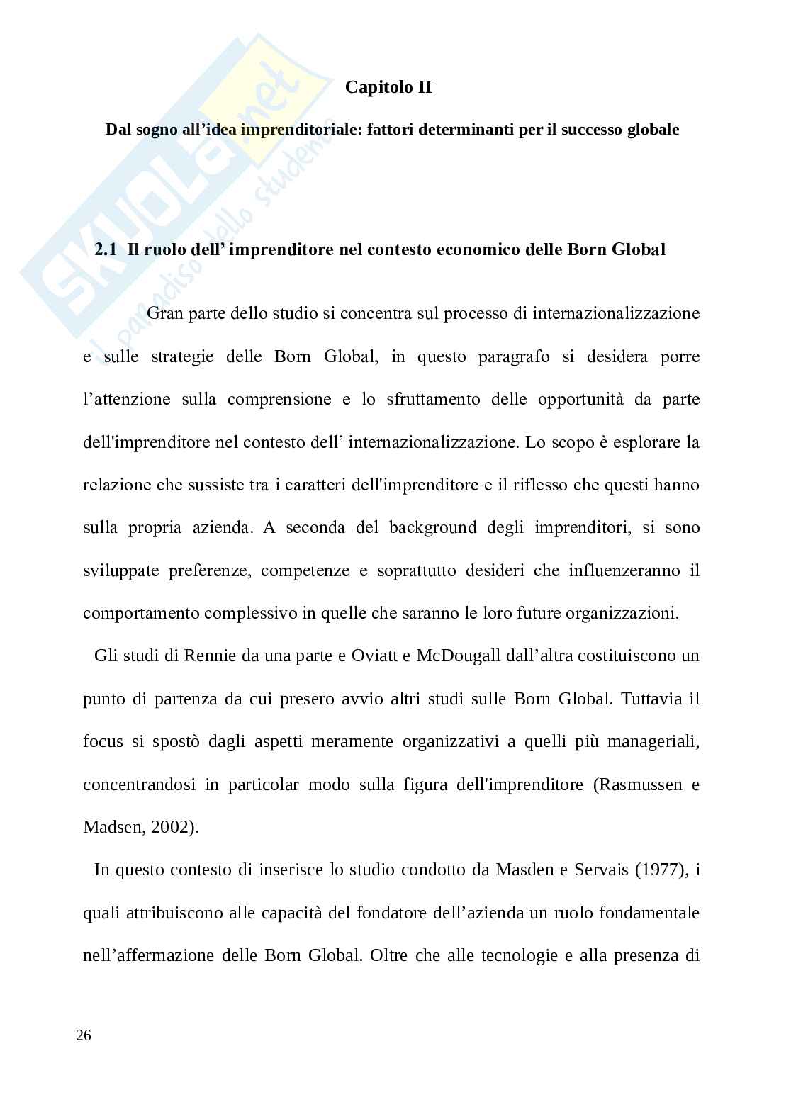 Dall’idea al successo: il modello delle Born Global Pag. 26