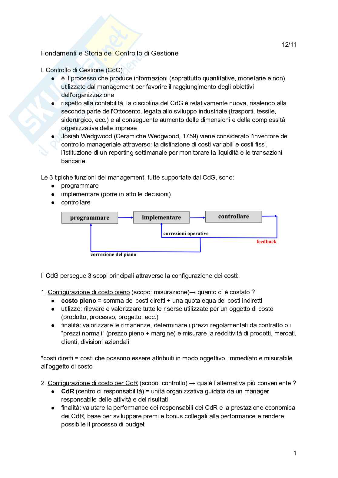 Controllo di gestione  Pag. 1