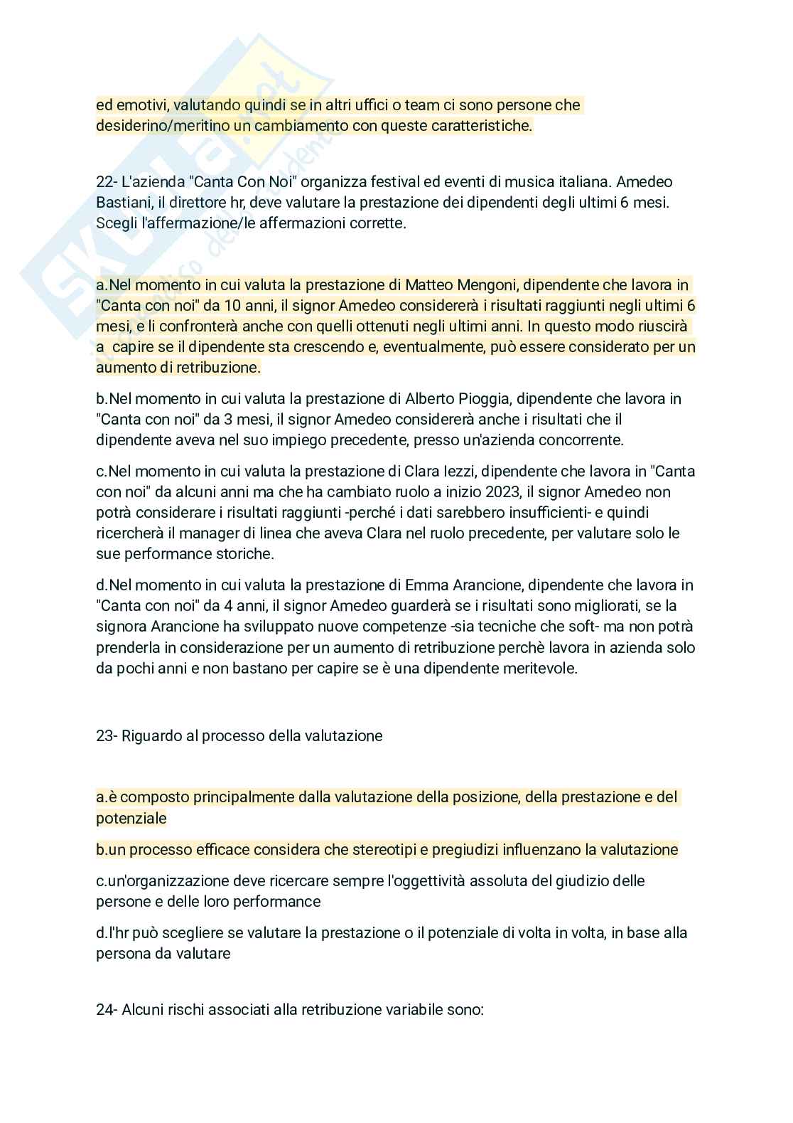 Preparazione prova scritta Comportamento organizzativo Pag. 11