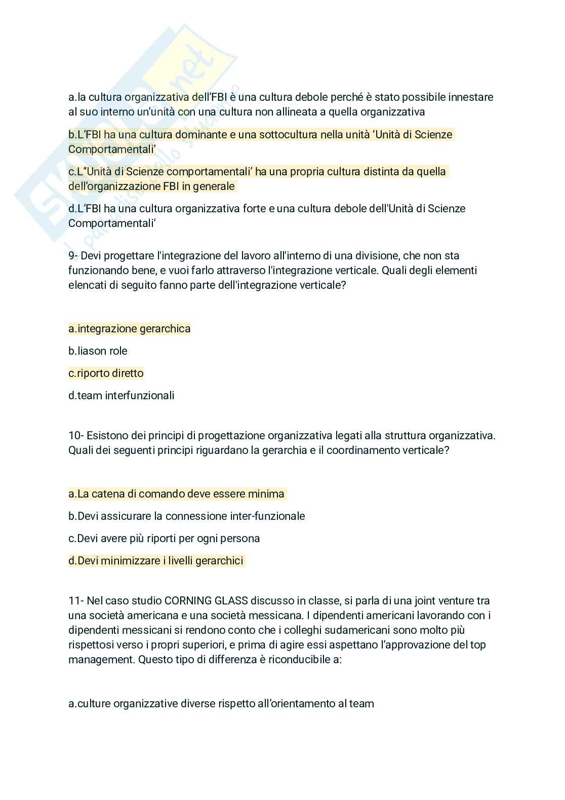 Preparazione prova scritta Comportamento organizzativo Pag. 6