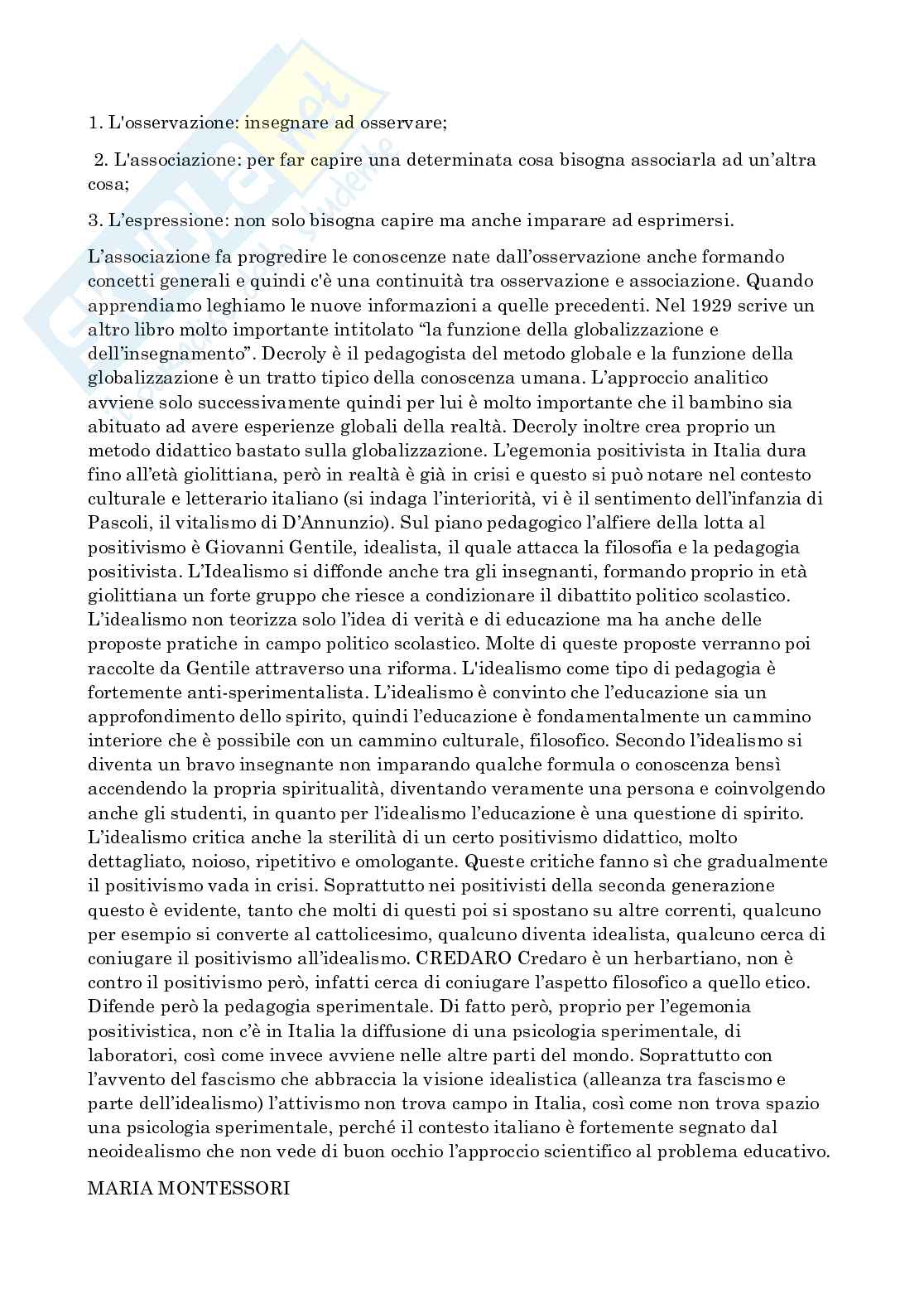 Appunti di Storia della pedagogia e delle Istituzioni educative sul 900 pedagogico  Pag. 11