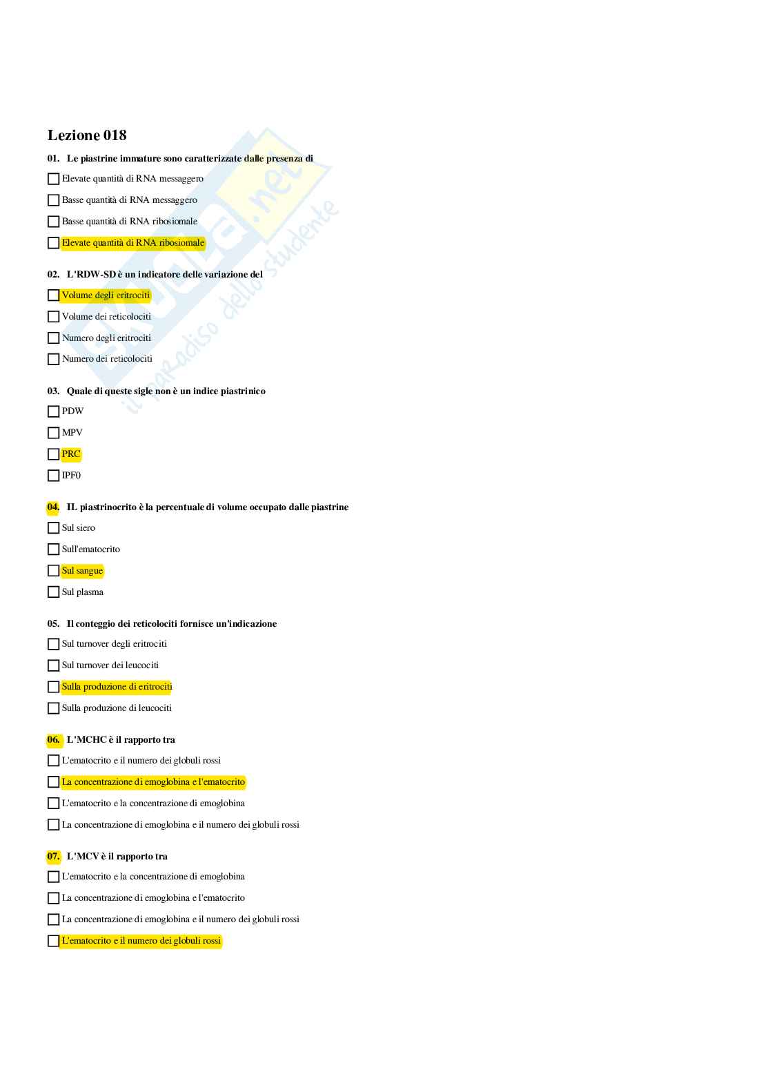 Paniere Biochimica clinica - Risposte multiple - aggiornato (2026) Pag. 41