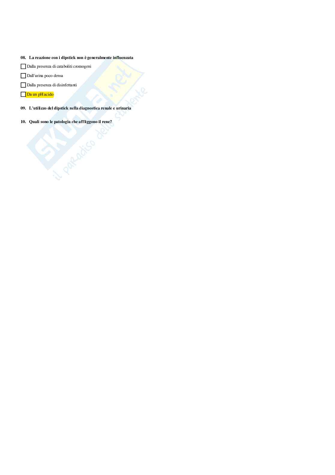 Paniere Biochimica clinica - Risposte multiple - aggiornato (2026) Pag. 56