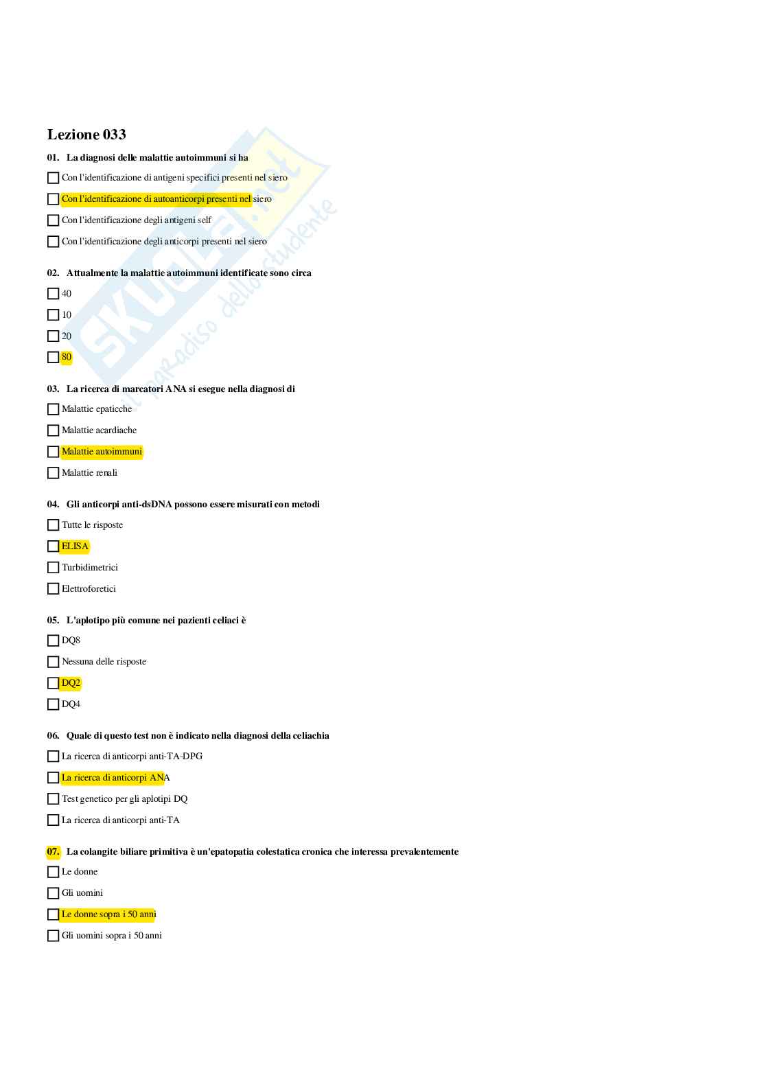 Paniere Biochimica clinica - Risposte multiple - aggiornato (2026) Pag. 71