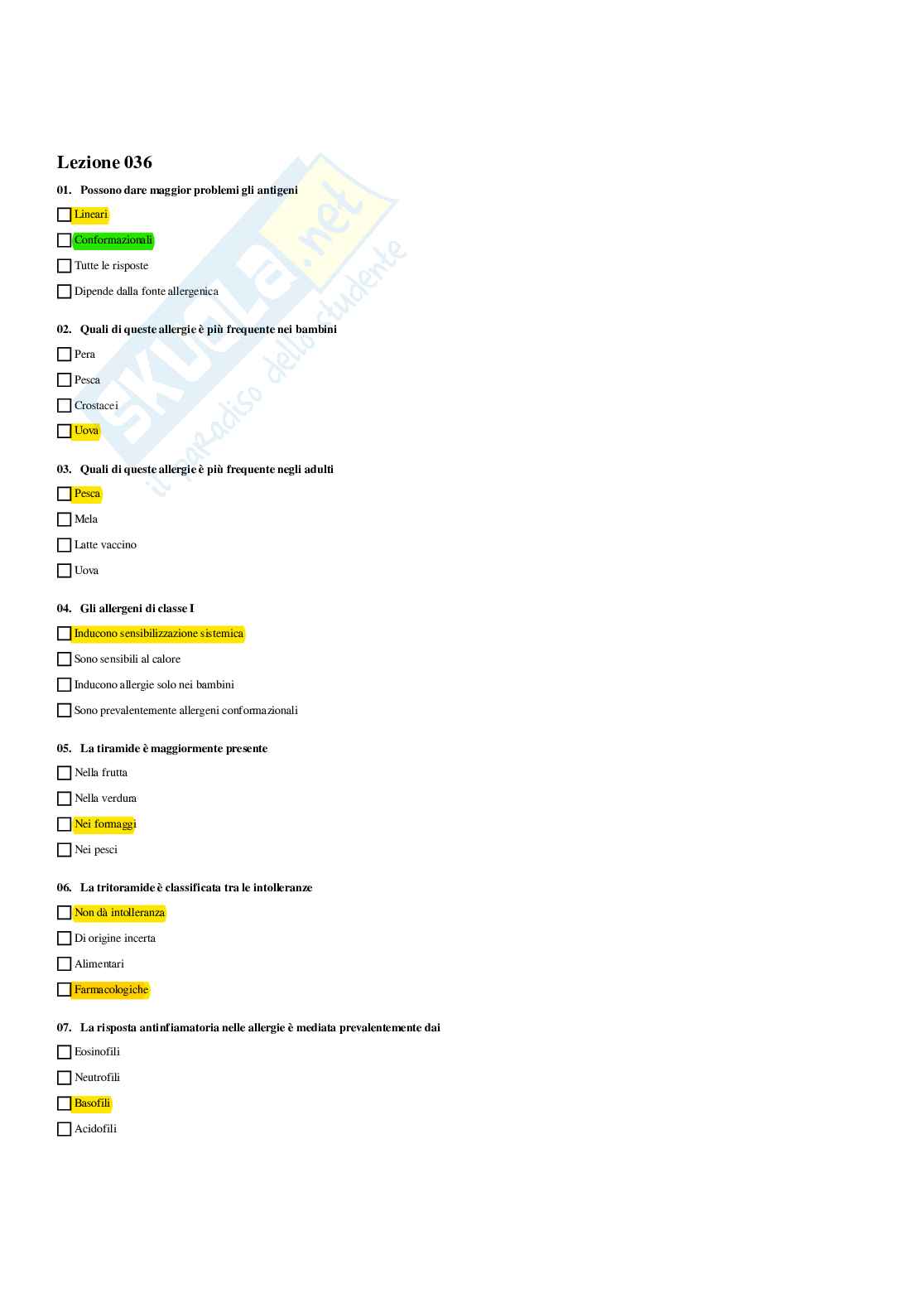 Paniere Biochimica clinica - Risposte multiple - aggiornato (2026) Pag. 76
