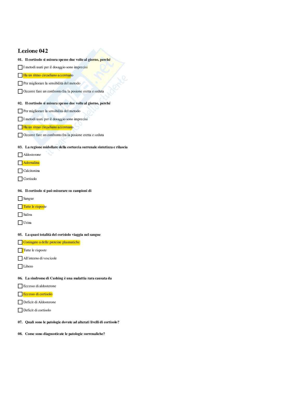 Paniere Biochimica clinica - Risposte multiple - aggiornato (2026) Pag. 86