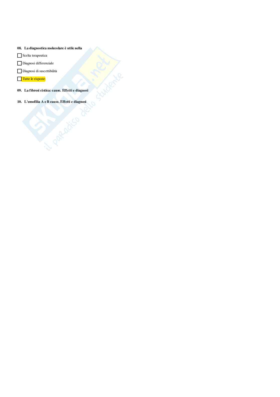 Paniere Biochimica clinica - Risposte multiple - aggiornato (2026) Pag. 91