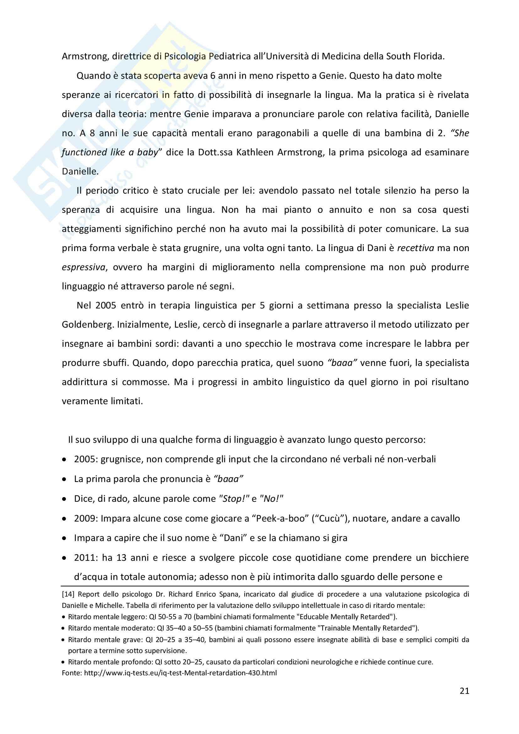 Tesi - Acquisizione L1 e Feral Children - Teoria, pratica, riflessioni Pag. 21
