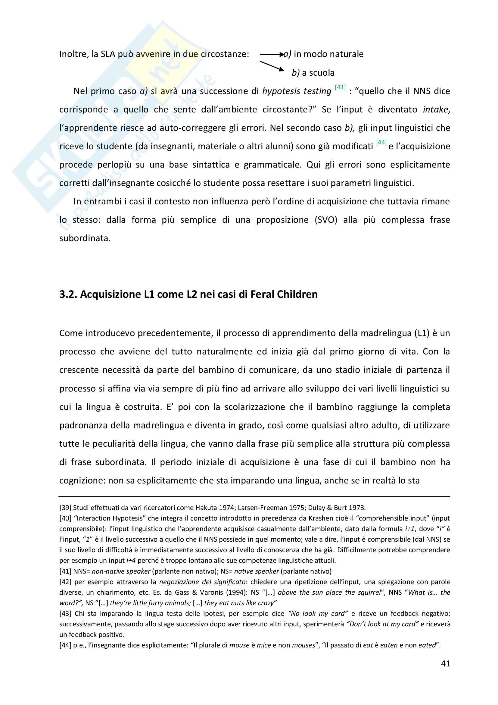 Tesi - Acquisizione L1 e Feral Children - Teoria, pratica, riflessioni Pag. 41