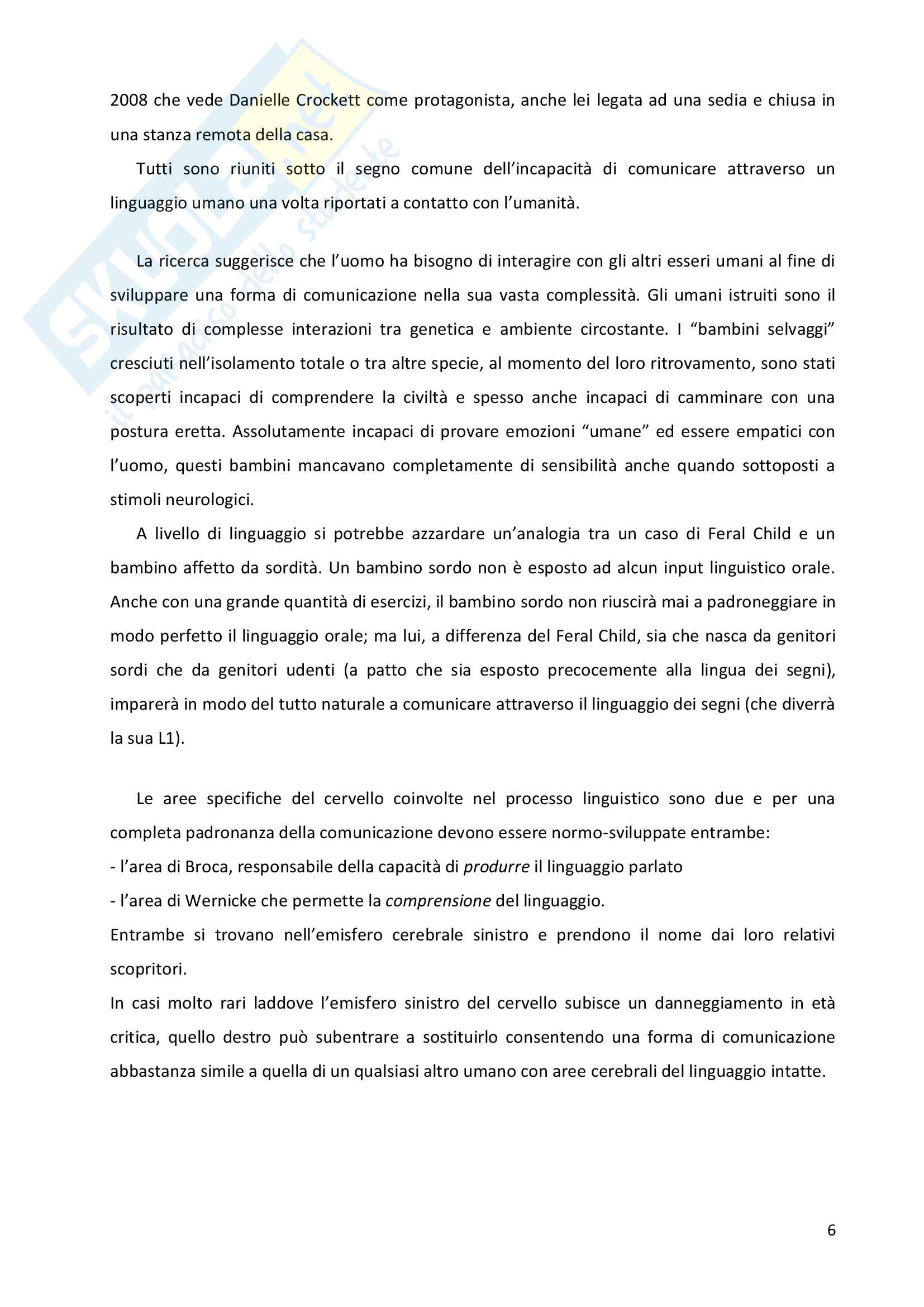 Tesi - Acquisizione L1 e Feral Children - Teoria, pratica, riflessioni Pag. 6
