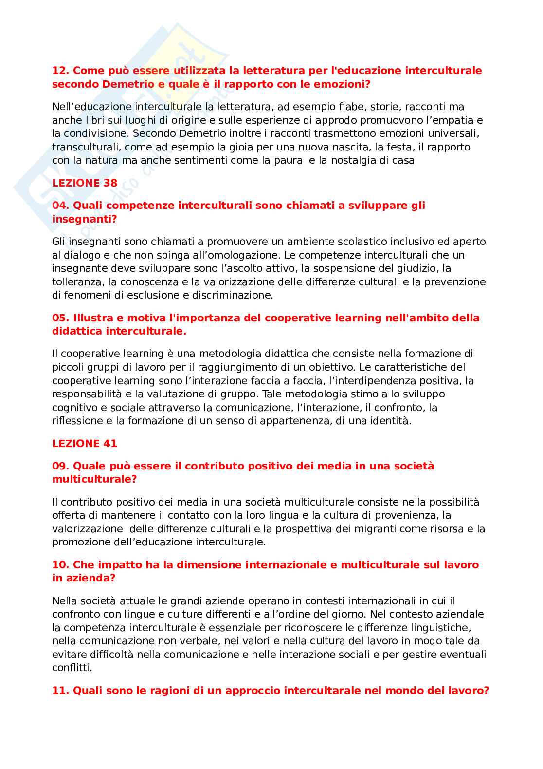 Domande aperte Didattica della pedagogia interculturale Pag. 6