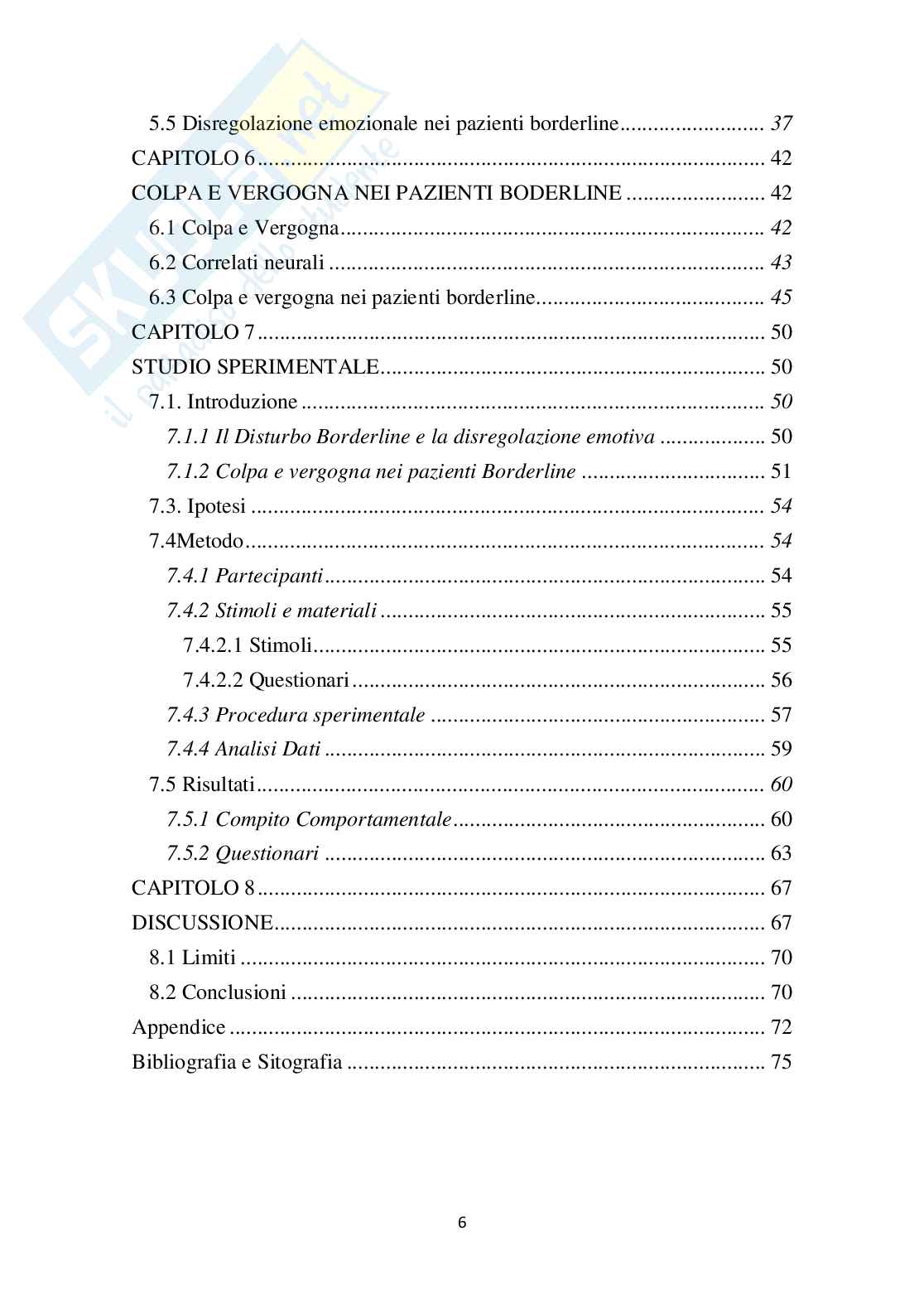 Colpa e vergogna nei pazienti con disturbo borderline di personalità Pag. 6