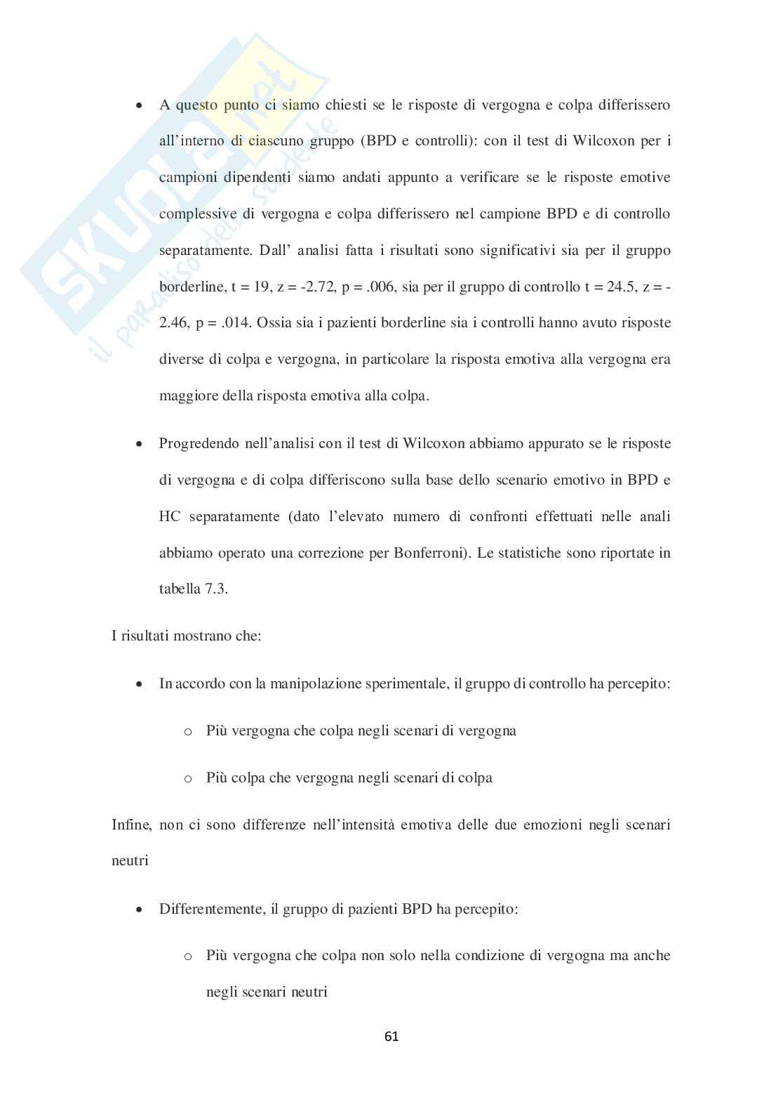 Colpa e vergogna nei pazienti con disturbo borderline di personalità Pag. 61
