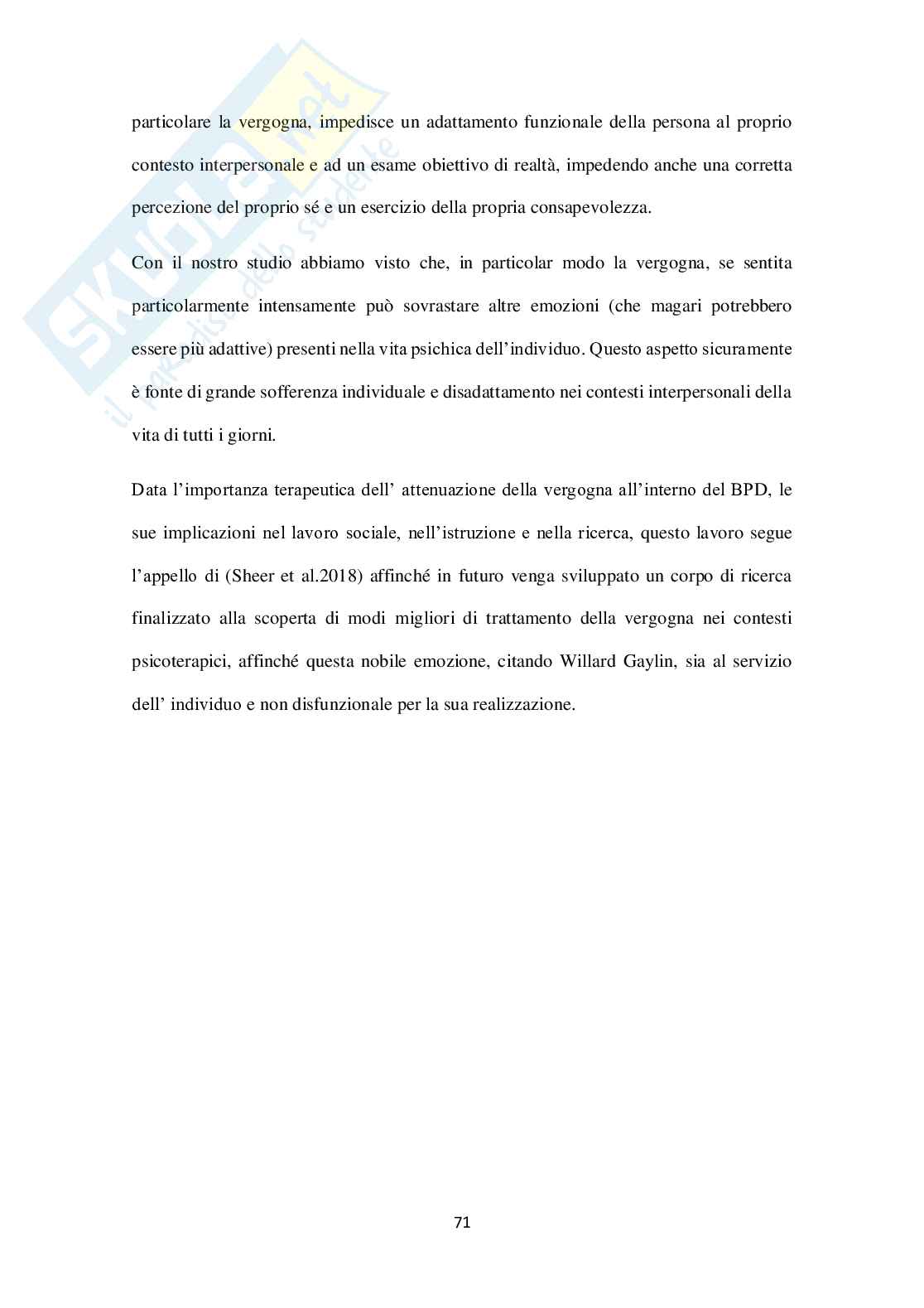 Colpa e vergogna nei pazienti con disturbo borderline di personalità Pag. 71