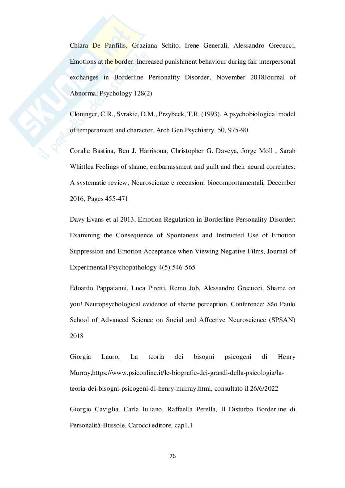 Colpa e vergogna nei pazienti con disturbo borderline di personalità Pag. 76