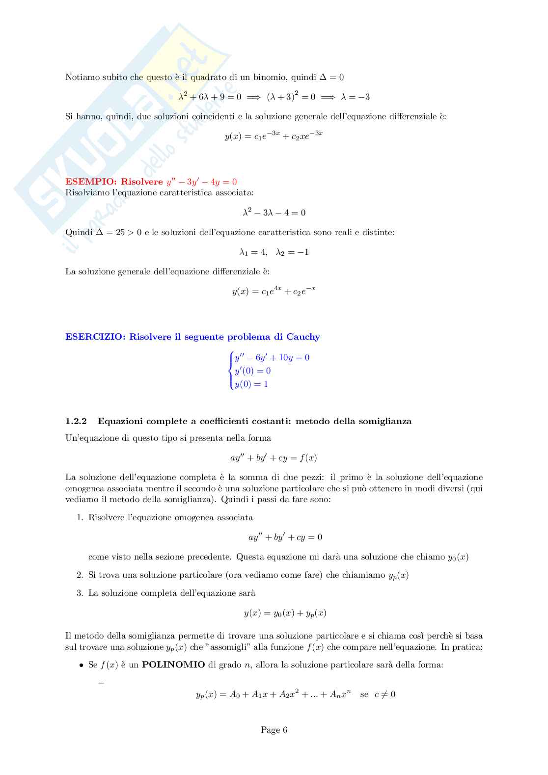 Equazioni differenziali: teoria ed esercizi Pag. 6