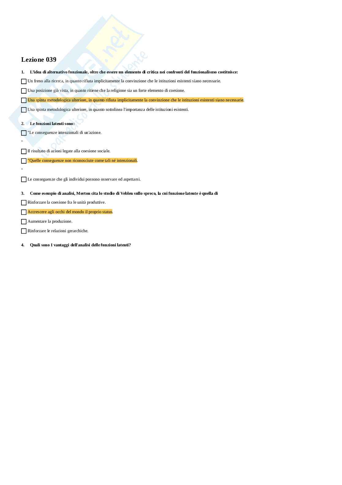Domande chiuse Metodologia della Ricerca sociale Pag. 41