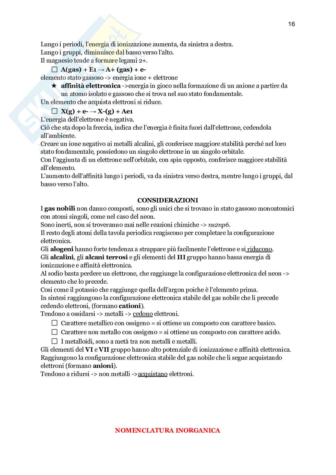Chimica inorganica  Pag. 16