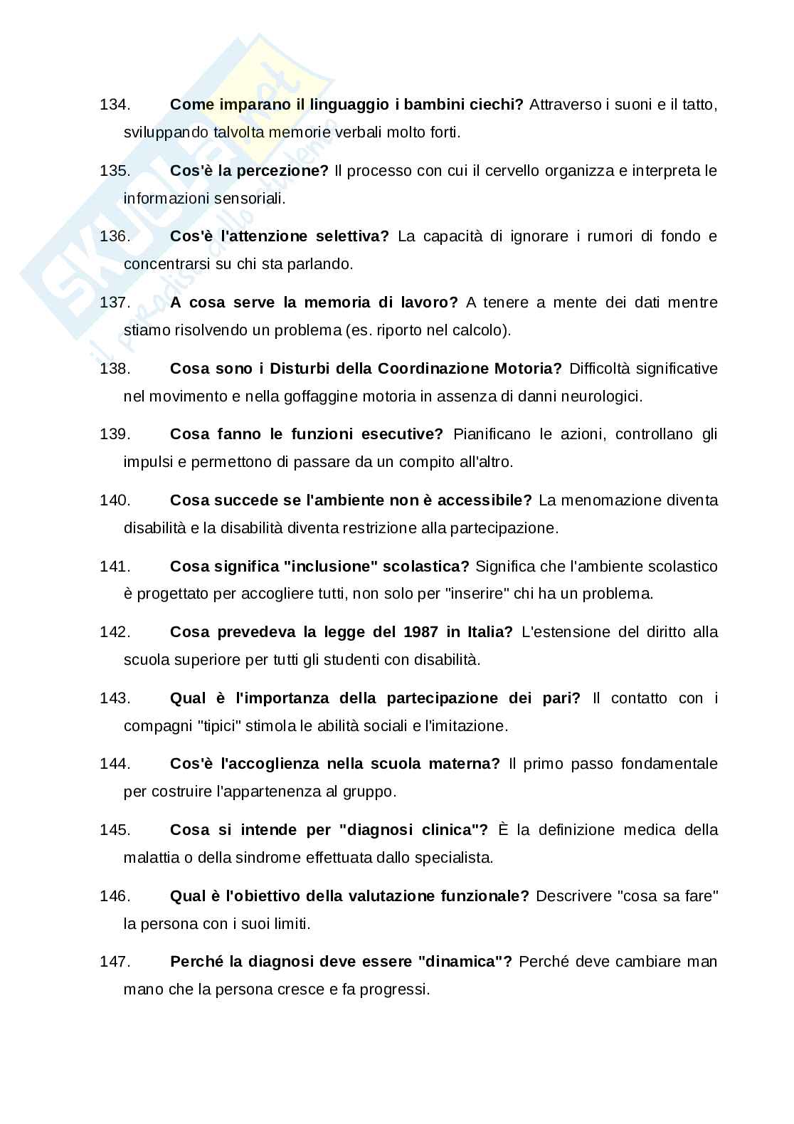 Psicologia della disabilità e della riabilitazione - Domande e risposte per ripasso Pag. 11
