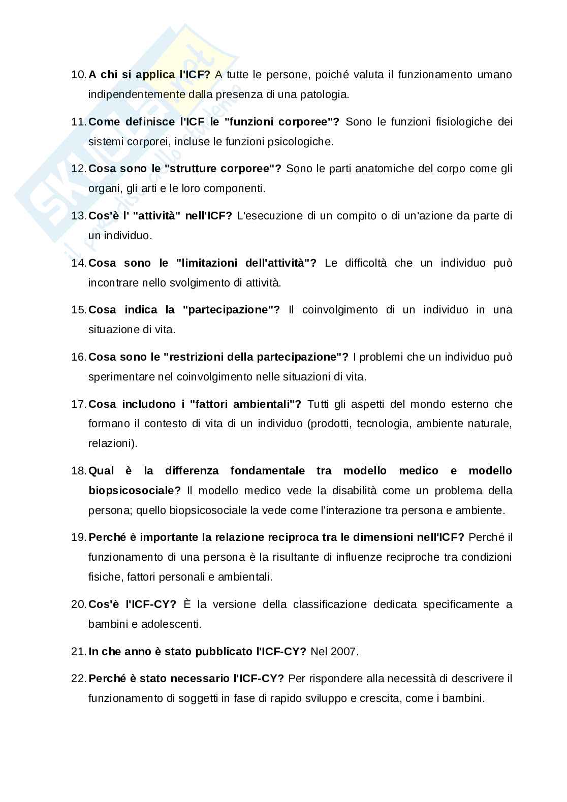 Psicologia della disabilità e della riabilitazione - Domande e risposte per ripasso Pag. 2