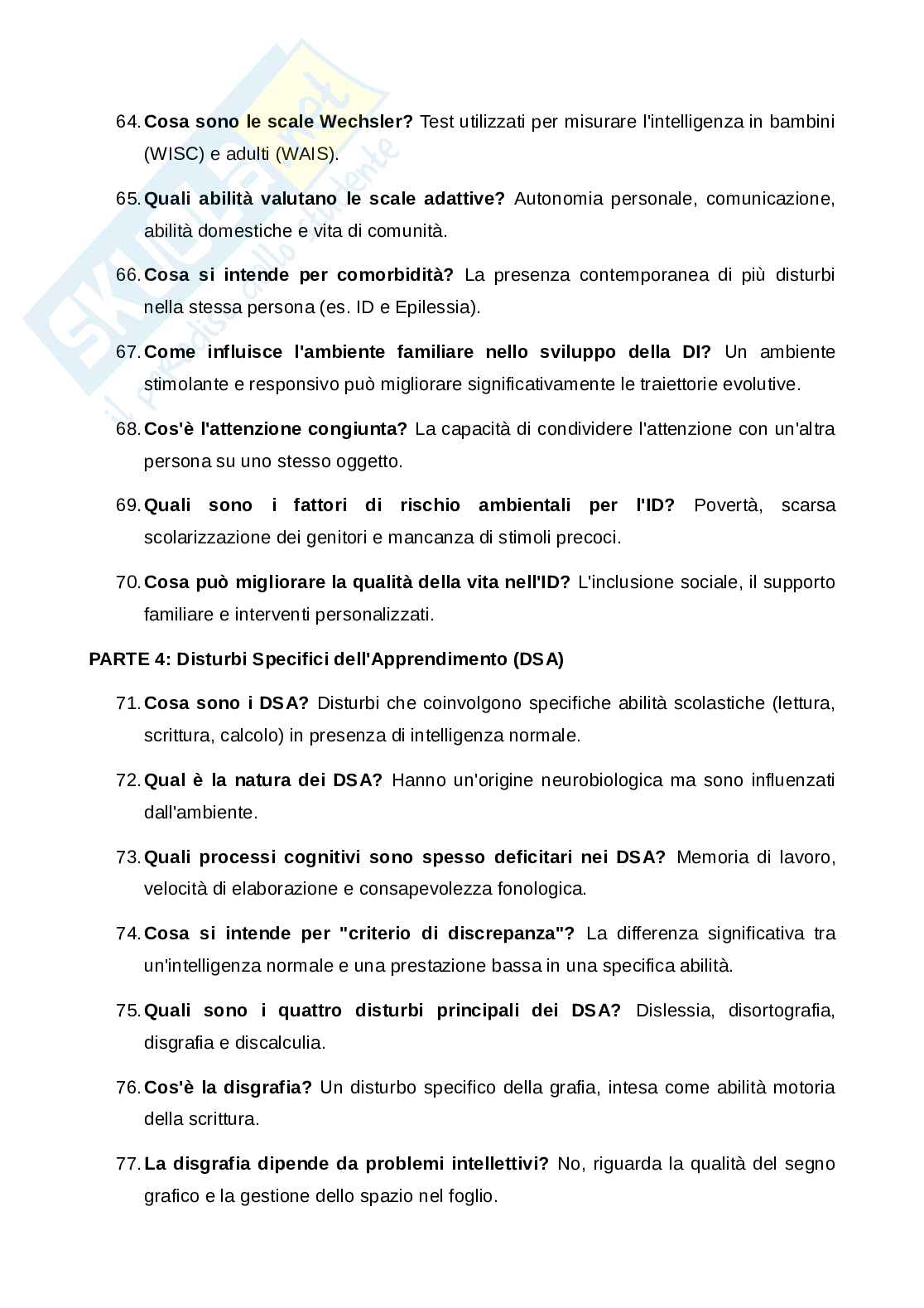 Psicologia della disabilità e della riabilitazione - Domande e risposte per ripasso Pag. 6