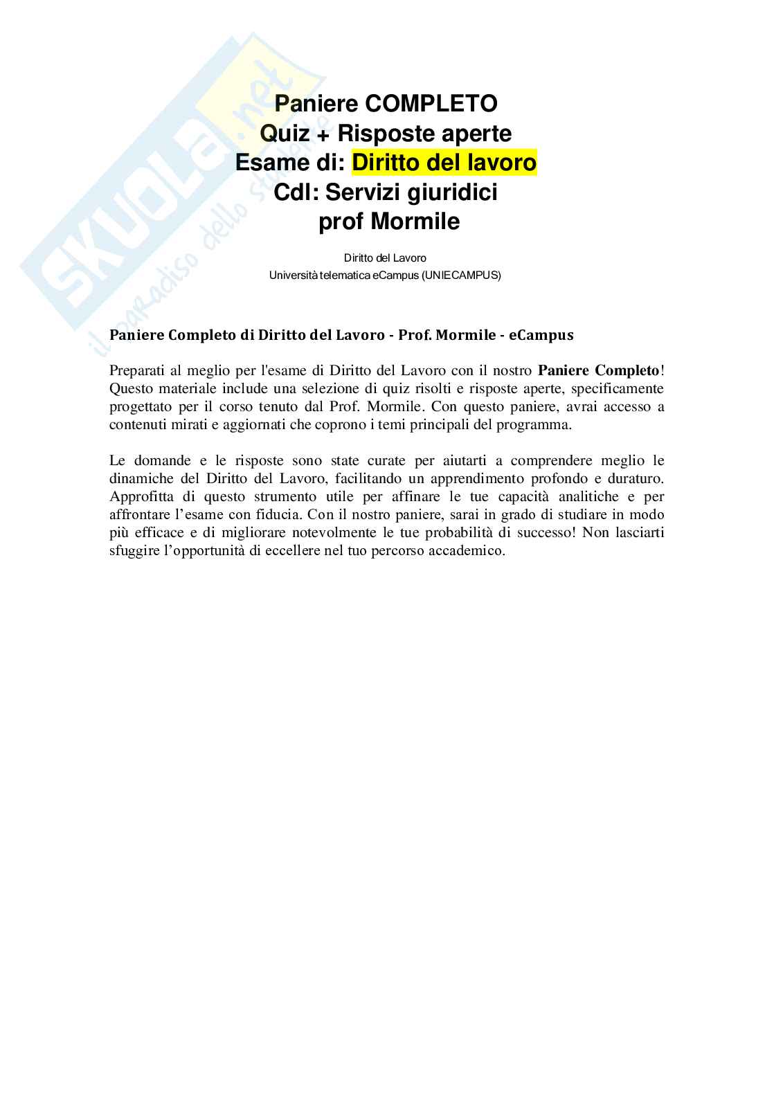 Diritto del lavoro Pag. 1