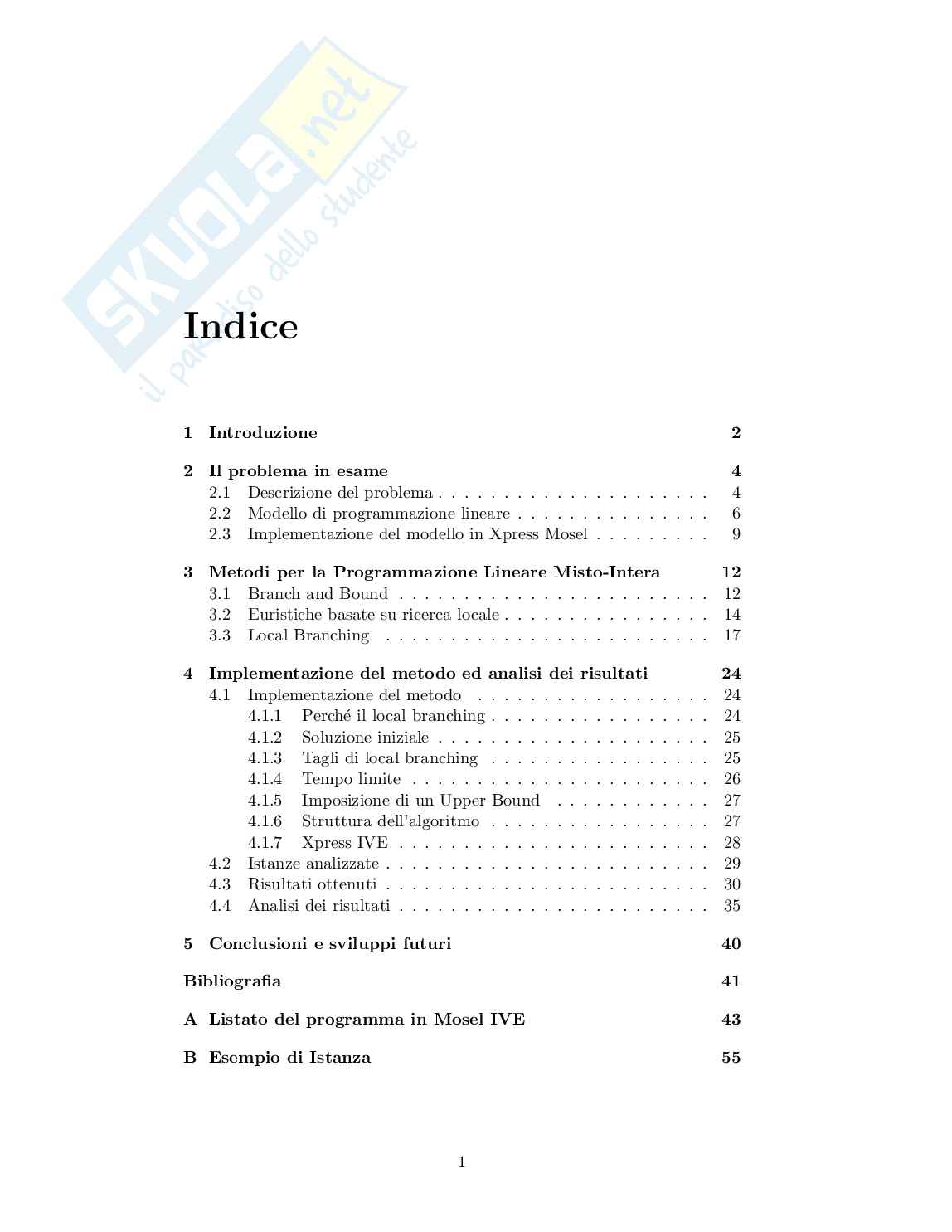 Ottimizzazione topologica di reti di tipo Internet Protocol con il metodo del Local Branching Pag. 2