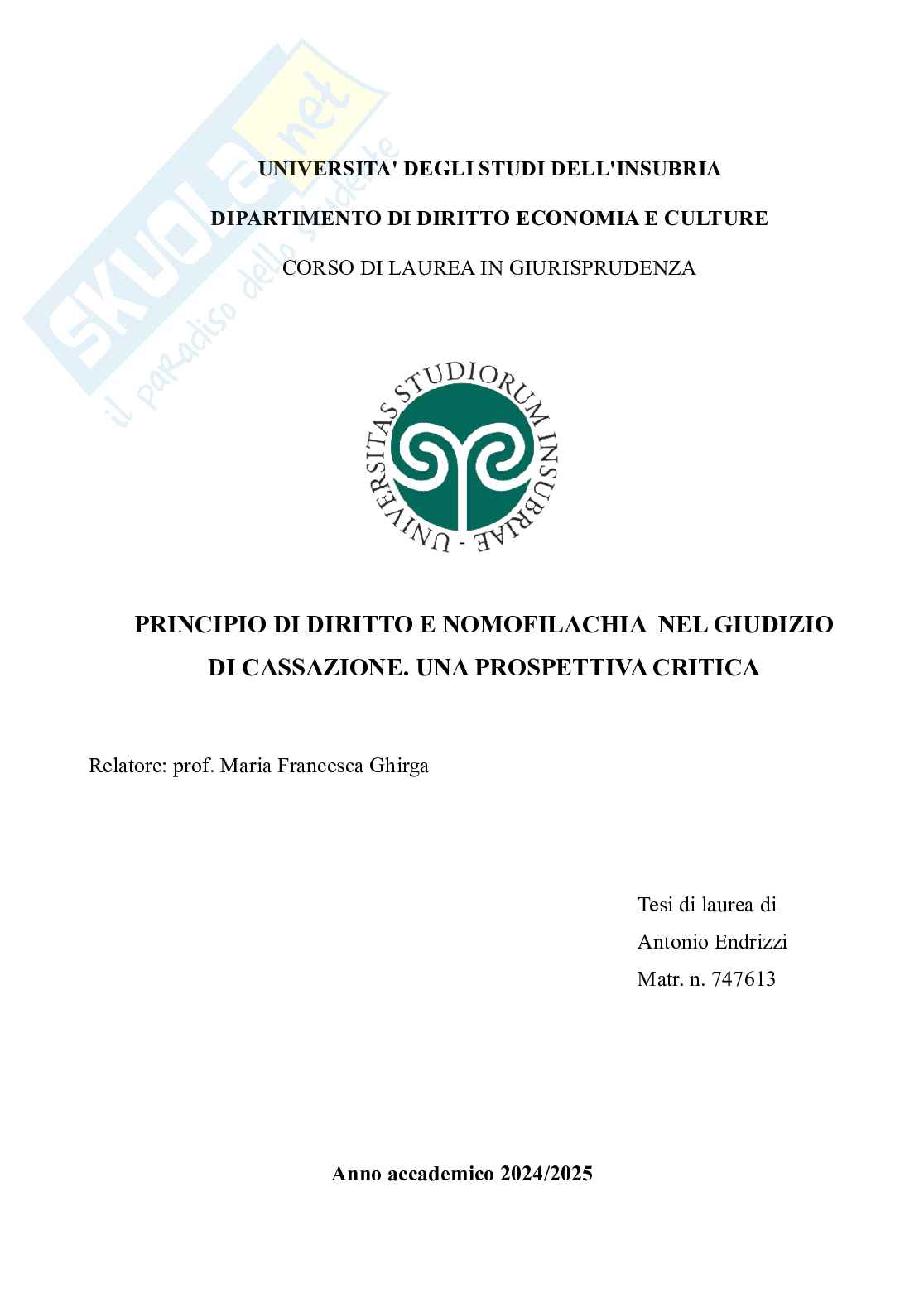 Principio di diritto e nomofilachia nel giudizio di Cassazione. Una prospettiva critica Pag. 1