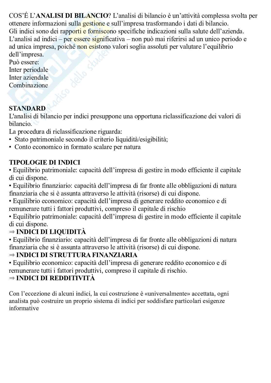 Indici di bilancio Pag. 1