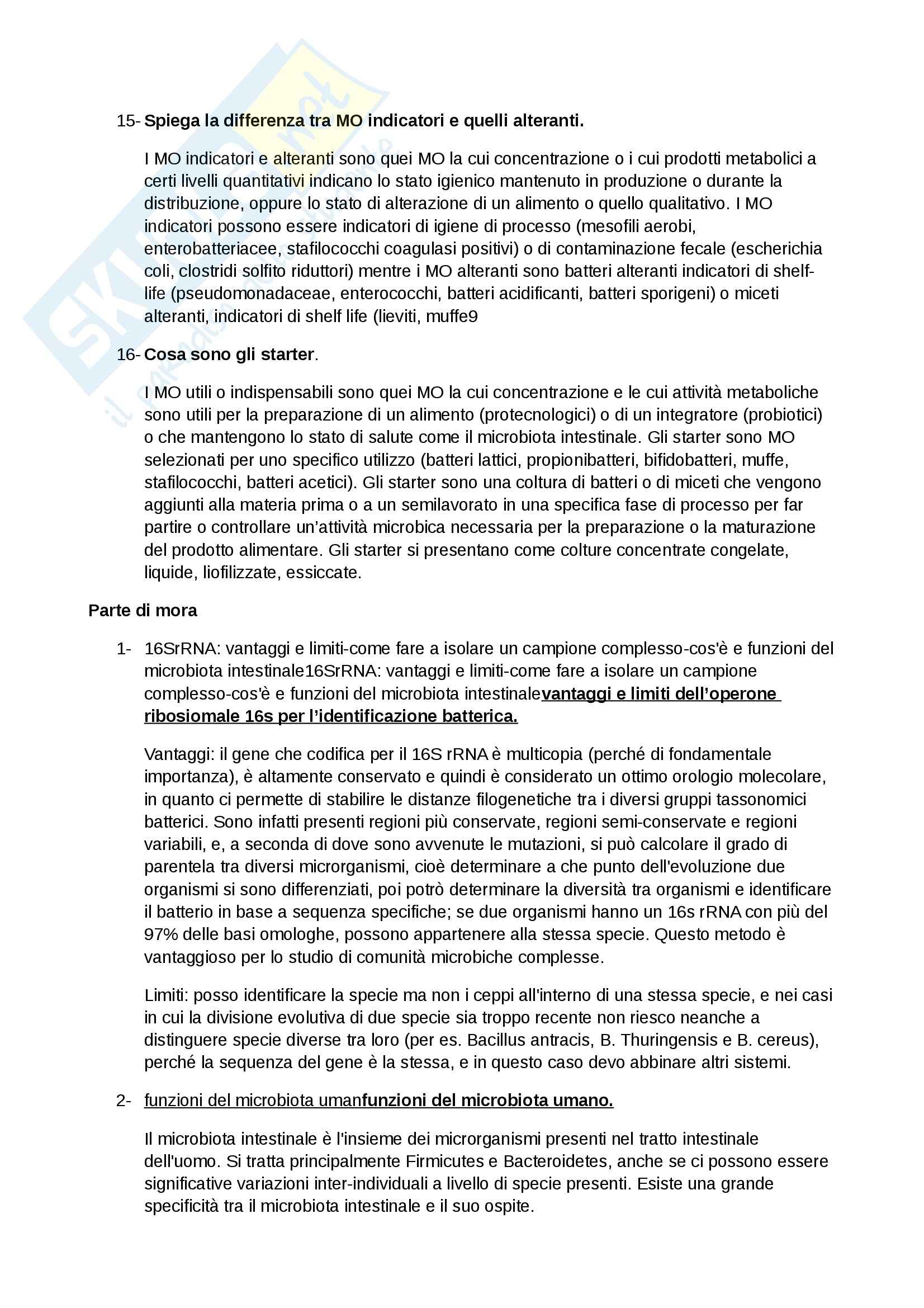 Qualità e sicurezza microbiologica nei sistemi alimentari - domande Pag. 6
