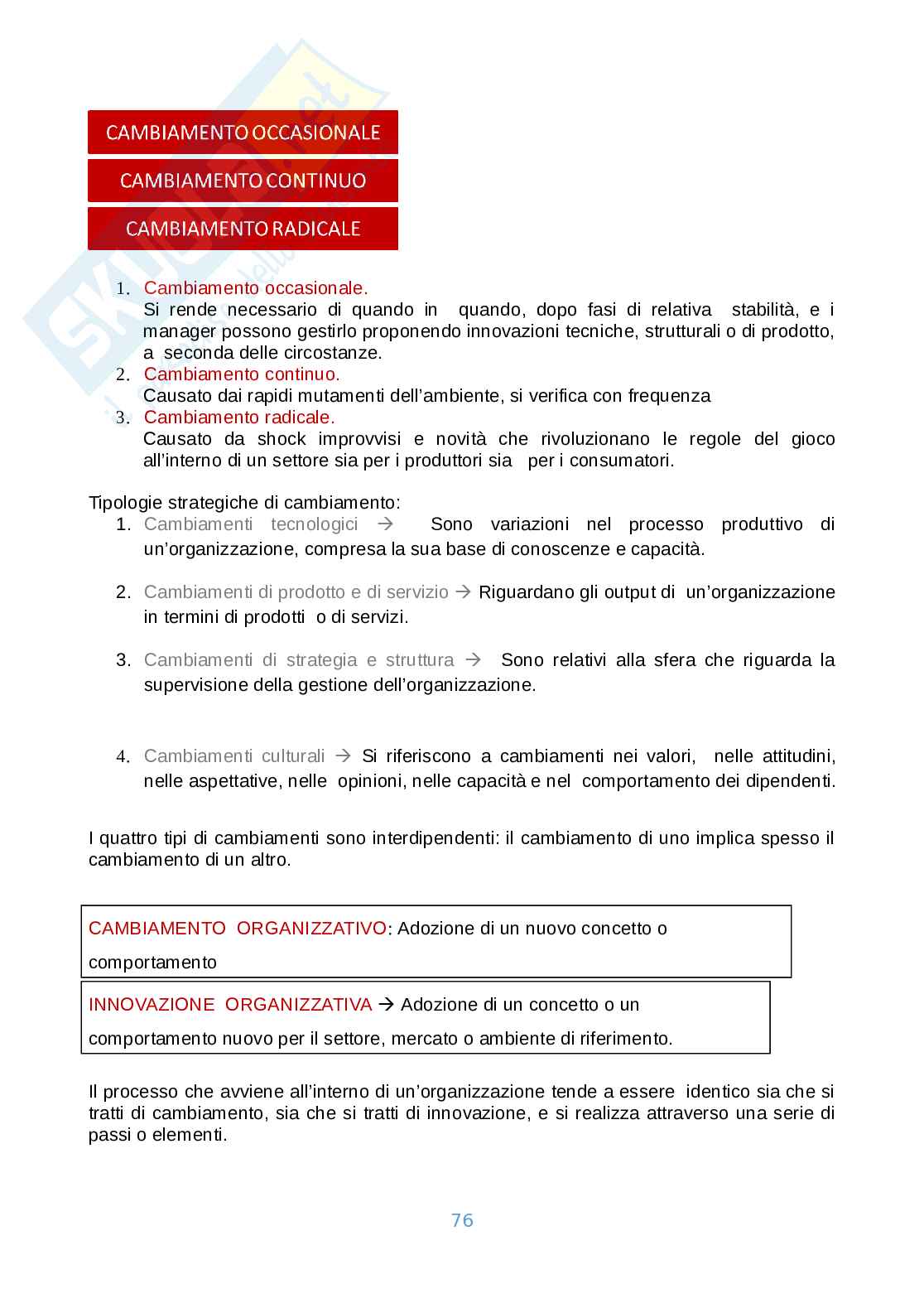 Sintesi Organizzazione aziendale Pag. 76