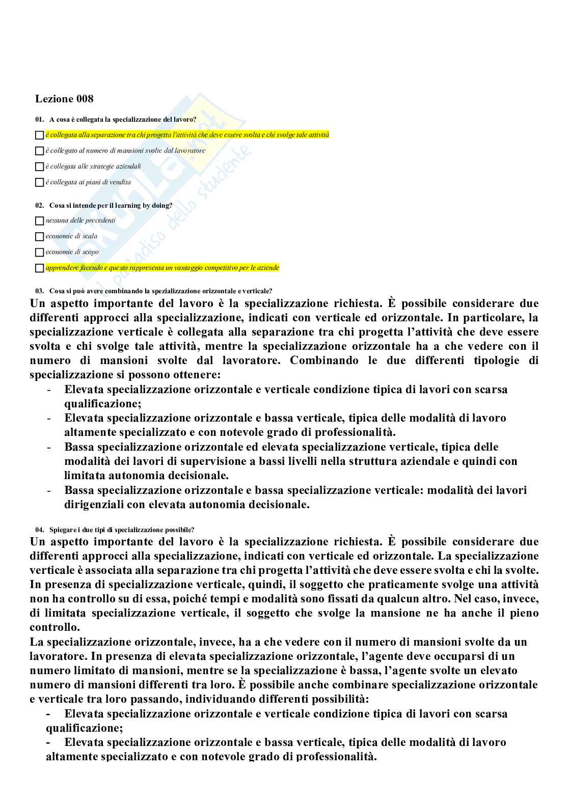 Paniere di Strategia d'impresa e organizzazione industriale (2025) - Risposte multiple e aperte Pag. 11