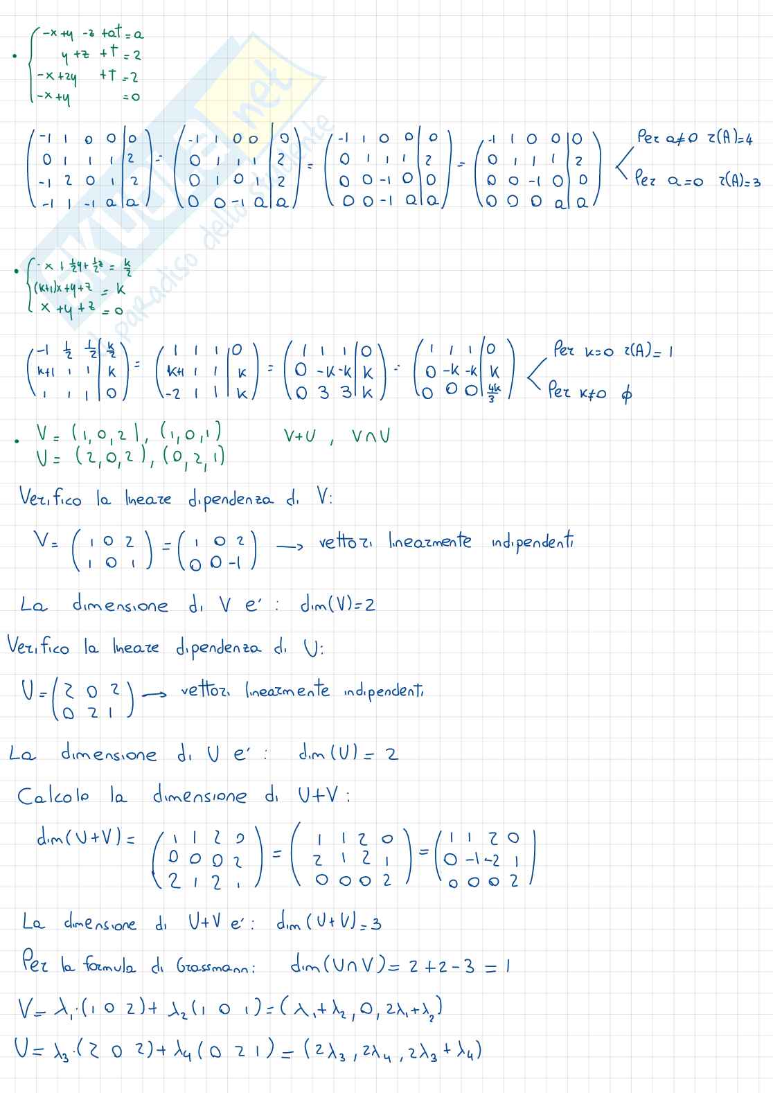 Esercizi svolti di Algebra lineare e geometria analitica Pag. 61