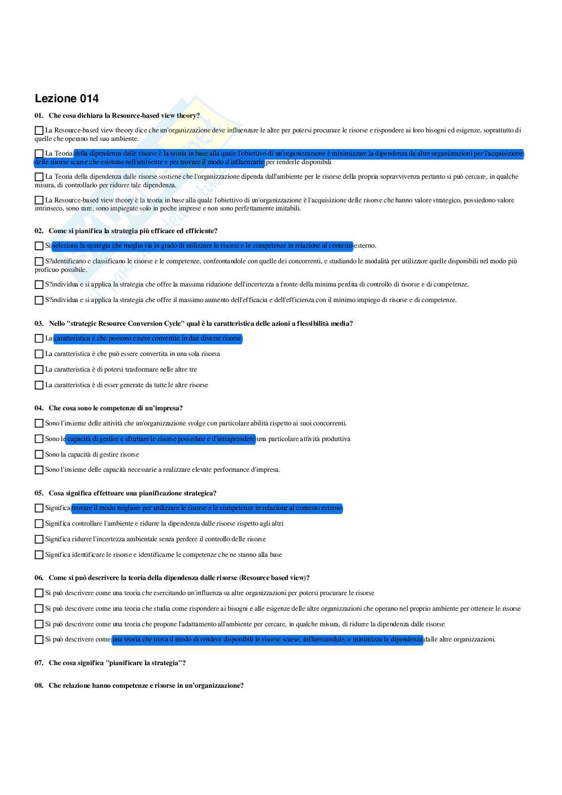 Paniere Organizzazione aziendale - Risposte multiple - aggiornato (2026) Pag. 26