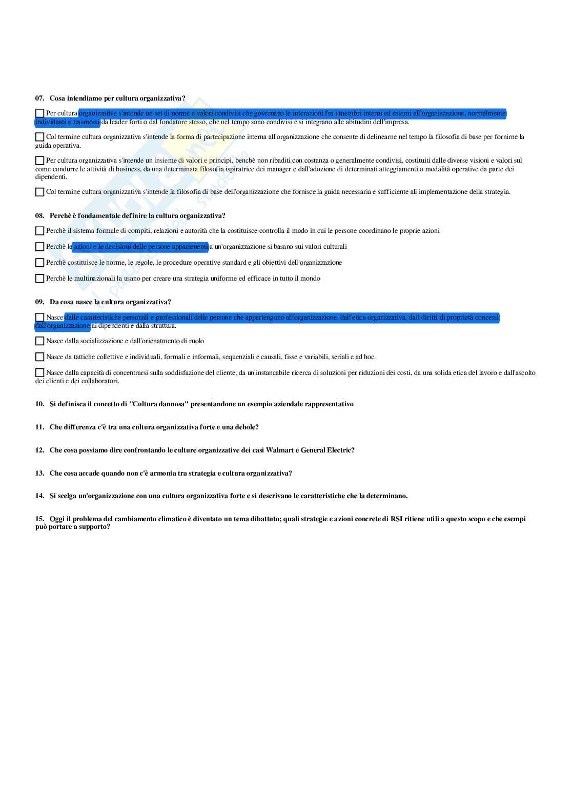 Paniere Organizzazione aziendale - Risposte multiple - aggiornato (2026) Pag. 46