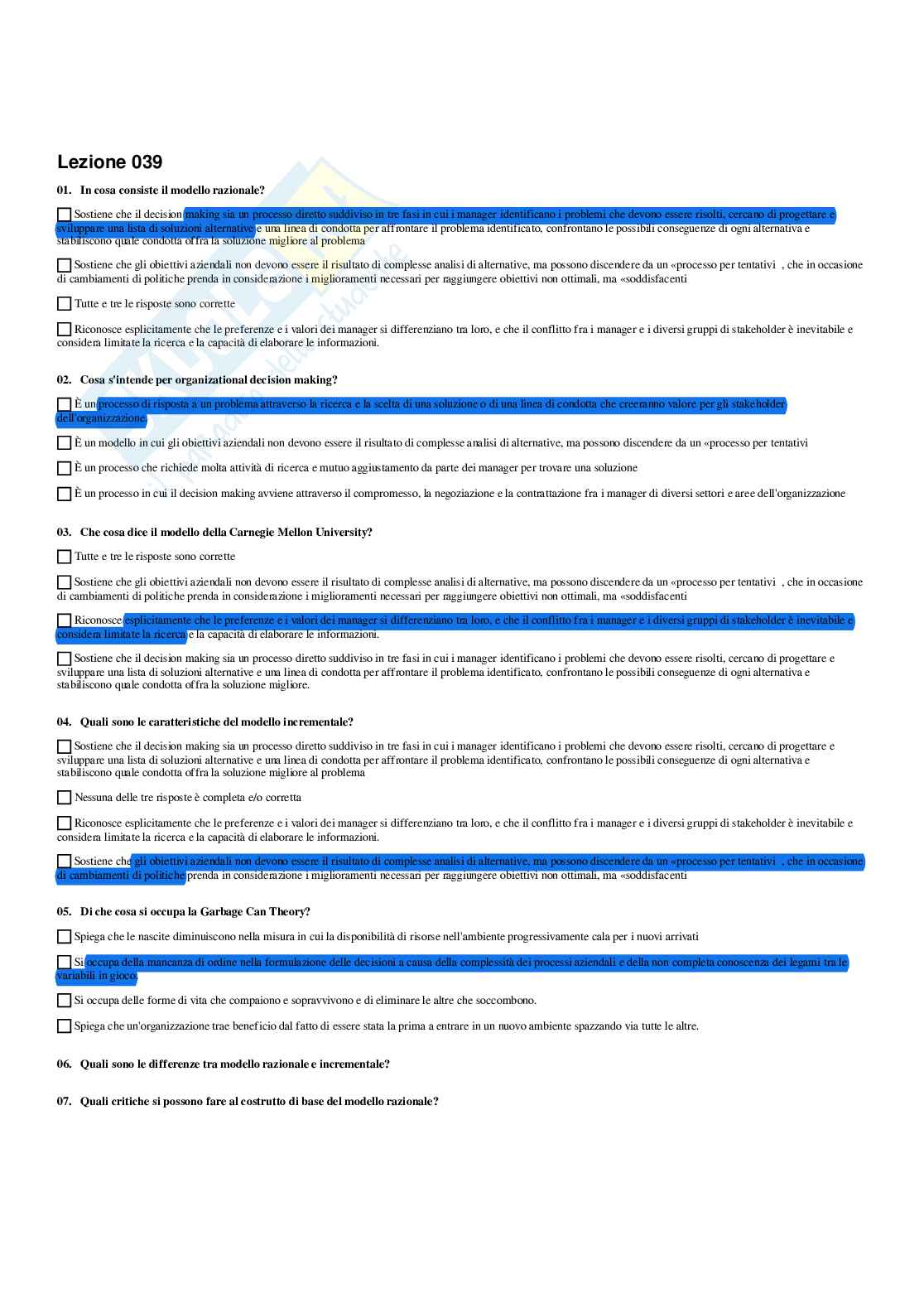 Paniere Organizzazione aziendale - Risposte multiple - aggiornato (2026) Pag. 66